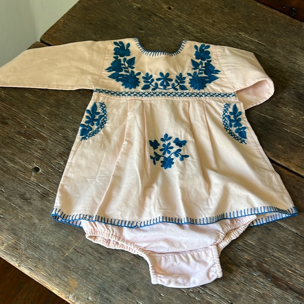 Apolina 6-12 cotton embroidered pink and blue matching set 🌸